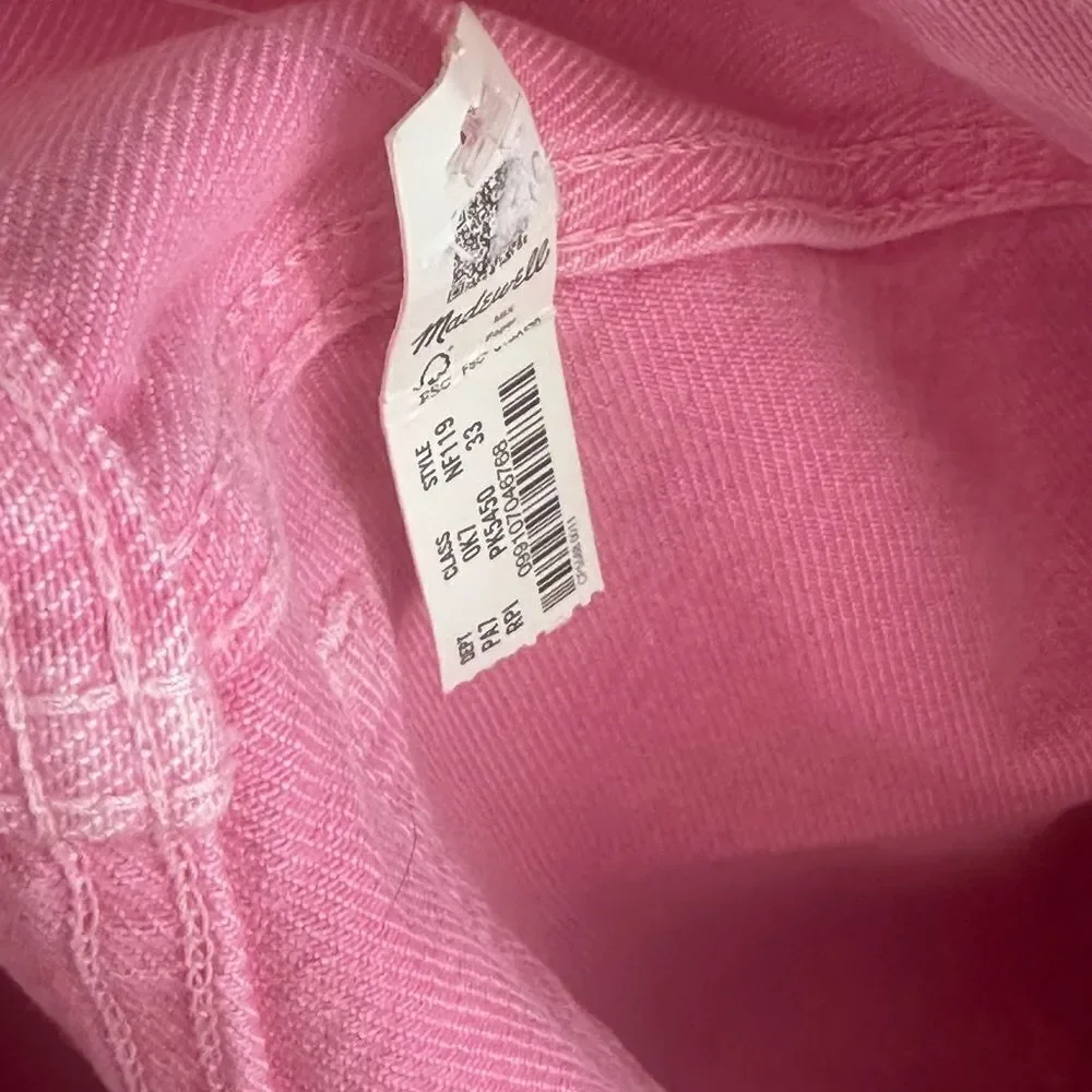 Madewell Barbie Pink Baggy Straight Jeans Garment-Dyed Edition 33 - Picture 6 of 9